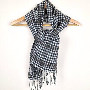 Edinburgh 100% Lambwool Scarf Brown Black Tartan Plaid Fringe Winter